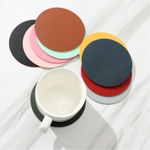 페타리지 가죽컵받침 티코스터, 원형(브라운/그레이)