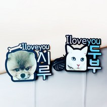 귀욤 애완얼굴 토퍼제작 댕댕이 야옹이 집사 생일파티용품 강양이 생파장식 메세지픽 반려인, 문자