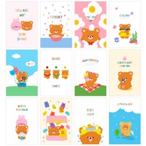 마음담아 60장세트 감성 인테리어 크라프트 꽃 애플데이 엽서 세트 모음, 43. 해피베어(봉투포함)