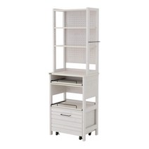 사토 산업 LAFIKA 레인지 랙 찬장 폭 60cm 깊이 40cm 높이 180cm 화이트 슬림 슬라이드 선반 가동 선반 후면 화장 스틸 핸들