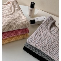 반해써 허리자동보정/6color 꽈배기 유넥 긴팔 크롭 니트 T_YW931