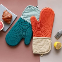 헤이거 북유럽 입체 미끄럼방지 실리콘 주방 오븐 장갑, 2P, 핑크