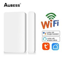 자동커튼 Aubess Wifi 스마트 도어 및 창 열림/닫힘 센서 자기 경보 감지기 홈 보안 경고 시스템 Alexa 사, 01 1pcs