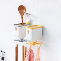 다용도 주방걸이 조리도구 정리 강력 접착 360도 회전 후크 홀더 행주 거치대 소품 걸이, 그레이