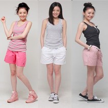 여자 남자 공용 4부 면스판 워싱 밴딩 반바지(26~34인치)