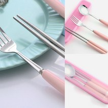 휴대용 포크 수저세트(핑크) 교육선물 저렴한판촉물
