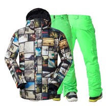 GS 남성 스노우웨어 재킷 + 스키 팬츠 아웃도어 스포츠 스노우보드 슈트 세트 방수 방풍 겨울 의류 의상, 05 picture jacket pant_04 XL