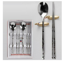 송학 숟가락 2p + 젓가락 2쌍 세트 은색, 10세트, 숟가락 + 젓가락