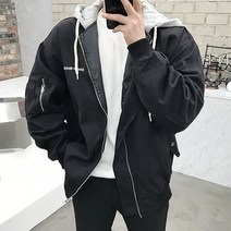 용된다 남자 블루종 오버핏 후드 항공점퍼