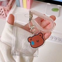 포카홀더 바인더 키링 큐티 투명 포토카드홀더 액자 3 인치 사진 케이스기 버스카드 카드 문구, bear