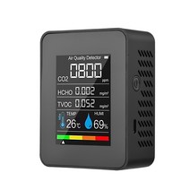 휴대용 공기 품질 모니터 실내 CO2 감지기 측정기 LCD 온도 습도 테스터 충전식 블랙, black