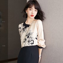 봄 블라우스 셔츠 시즌 라이트 럭셔리 누에실 블라우스 상의