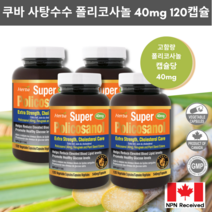 폴리코사놀 40mg 120식물성캡슐 고함량 슈퍼 Policosanol 허바 캐나다, 120정, 4병