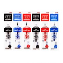 미쓰비시 유니볼 원 중성펜 리필심 UMR-38S UMR-05S, 0.38mm, 레드
