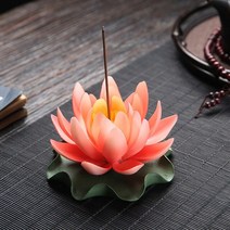 T세라믹 수공예 스틱 향 버너 시뮬레이션 연꽃 홀더 장식품 선 아로마 테라피 차 사무실 영적, 15 OrangeB