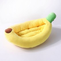 펫츠타운 통통 바나나 쿠션 반려동물 방석 하우스 강아지 침대 고양이 펫쿠션, 노랑