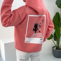 프롬엘 남녀공용 네오프렌 레옹 프린팅 오버핏 후드티셔츠(3COLOR)