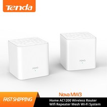 랜카드 Tenda Nova MW3 홈 AC1200 무선 라우터 Wifi 리피터 메시 Wi-Fi 시스템 무선 브리지 APP 원격 관리 쉬운 설정, 협동사, 3피스