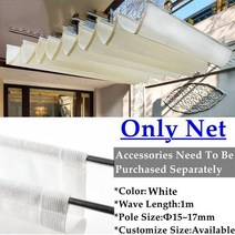 테라스어닝 어닝천막 스카이어닝 야외 HDPE 안티 uv 텔레스코픽 웨이브 태양 그늘 전망대 정원 천막, 04 White_17 1mx6m