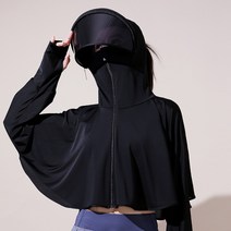 자외선철벽차단 모자 여자 썬캡 상의입는옷 햇빛방지 산책 조깅 운동 UV커버, L (40-65kg), 렌즈모델-블랙