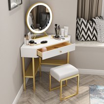 화장대겸책상 코너 모서리 화장대 원룸 틈새 소형 테이블, ., LED 풀세트