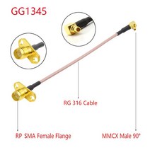 유니파잉1PC MMCX to SMA/RPSMA 암 플랜지 패널 마운트 RG316 Pigtail FPV 안테나 연장 코드 TBS Unify Pan, 08 MMCXM90 to RPSMA F_01 5CM