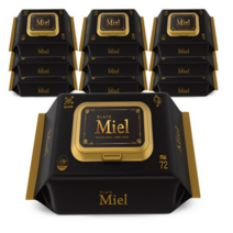 Miel 블랙 양방향엠보싱 72매 캡형 10팩 유아물티슈, 2box, 10입