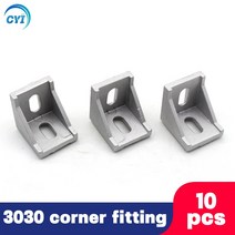 앵글브라켓 10pcs 3030 브래킷 코너 피팅 각도 L 커넥터 패스너 알루미늄 프로파일 액세서리 고정, 01 3030 Sliver 10pcs