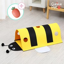 큐러스펫 고양이 숨숨터널 꿀벌 펠트 장난감+반려동물 샤워브러쉬