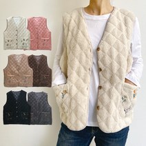 아이보리앤코 데이브 조끼 꽃자수 양털 퀼팅 누빔 엄마 할머니 실내 수면 빅사이즈 추석 선물 명절 김장