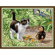 십자수 자수 만들기 고양이 새끼 고양이 키트 dmc 14ct count 11ct 인쇄 캔버스 패브릭 바늘 키트 홈 장식 선물