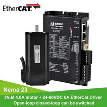 Rtelligent Nema 23 1/2/3N.M 6A 24 80V DC EtherCAT Fieldbus 스테퍼 모터 드라이버가있는 폐쇄 루프 스테퍼 모터 CNC mechine, 1개, 단일, ECT60 with 57A2ED