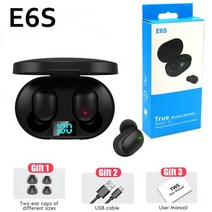 가성비 블루투스 이어폰 E7S 새로운 업그레이드 무선 블루투스 5.2 헤드셋 스포츠 방수 헤드폰 음질 지연, 01 E6S Black