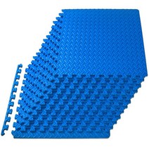 ProSource 퍼즐 운동용 매트 1.3cm(½인치) EVA 폼 소재 결합식 타일 운동 기구용 보호 마루 및 운동 시 쿠션 기능, Blue - 1/2 Inch - 48 Sq Ft - 1