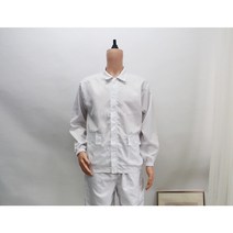 [제전복상의] Y카라 크린룸용 방진복 크린룸 정전기방지 무진복 반도체, M, 화이트