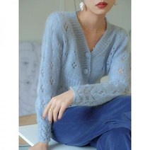 노르딕 크로셰 뜨개 니트 여성 카디건 코바늘 가디건