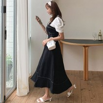 떳다그녀 바니아 스티치 뷔스티에 롱 원피스