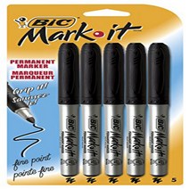 BIC Marking Permanent Marker Fine Point Black 5-Count, 1