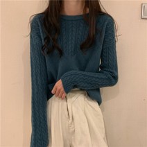 라운드넥니트 봄스타일 보들감촉 루즈핏 슬림 스퀘어넥 심플 레이스 브이넥 슬리브 겨울