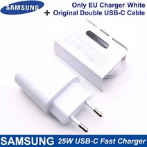 고속 충전기 무선 삼성 오리지널 25W C 초고속 충전 전원 어댑터 월 마운트 S22 S21 S20 A53 A73 A33 a13, 03 White EU Add Cable