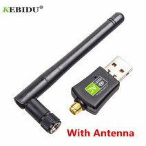 네트워크 랜카드 KEBIDU 600Mbps USB 무선 wifi 어댑터 2.4GHz 5GHz WiFi 안테나 듀얼 밴드 카드 수신기 RTL8811CU 무료 드라이버, [02] Black