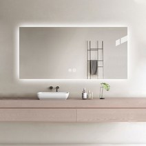 사각 간접조명 스마트 무프레임 LED 거울 직렬형 1300 x 800 mm, 1300X800, 백색 터치형 (5700K)