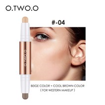 O.TWO.O 컨투어 스틱 더블 헤드 컨투어 펜 방수 매트 피니시 하이라이터 3.6g, #04 베이지 +시원한 브라운 × 2개