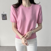 바이단미 여성용 여름 스웨터 코튼 반팔 니트