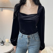벨벳 스퀘어 티셔츠 블라우스