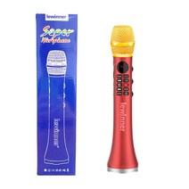 Lewinner-전문 가라오케 마이크 무선 스피커 휴대용 블루투스 마이크 전화 지원 녹음 TF 재생 블랙/화이트/레드/그린, CHINA_red, 02 red