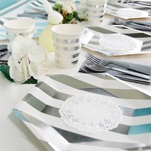 제이벌룬 생일파티 테이블데코세트, 줄무늬 실버