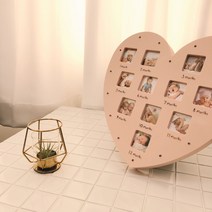 하트 아기 성장 액자 포토 사진 생일 돌잔치 백일 출산 보관 신생아 앨범 기록 기념, B_핑크