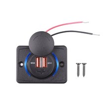 듀얼 usb 3.1a qc3.0 오토바이 자동차 충전기 전원 소켓 전화 충전기 어댑터 패널 자동차 12v 24v 보트 버스 의자 방수, qc3.0 파란색 사각형