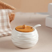 FREELIFE 개/대 세라믹 조미료 냄비 세트 나무 트레이 양념 항아리 뚜껑 상자 소금 통, Single-150ml-656